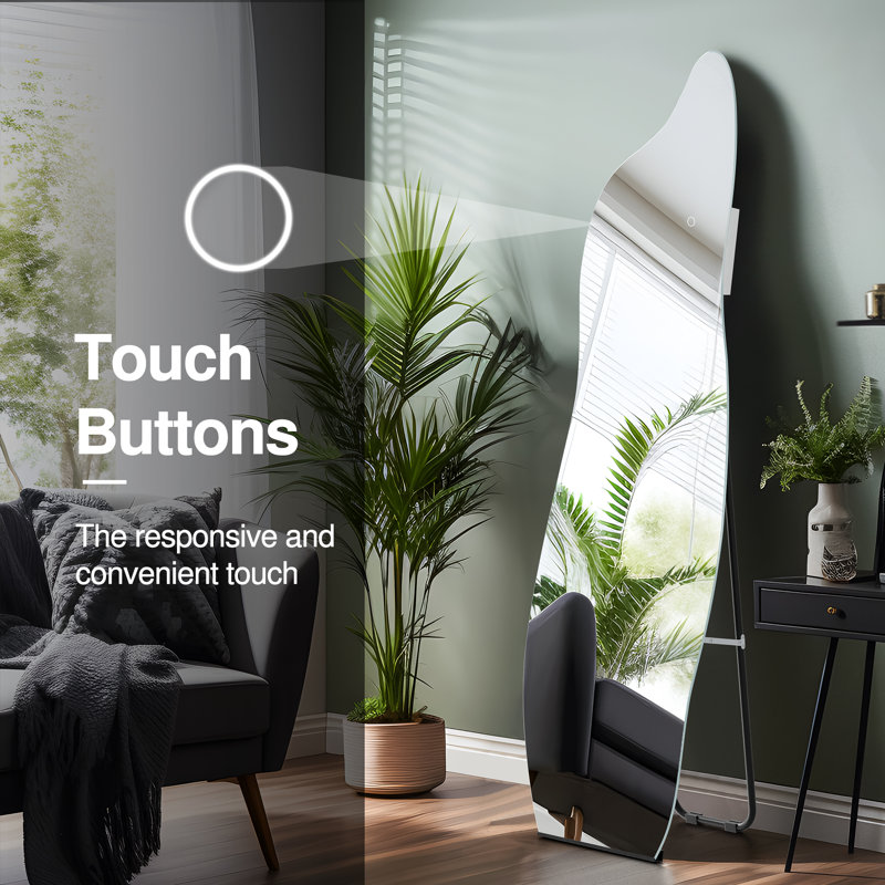 Wrought Studio™ Asymmetrical LED Full Length Mirror Wall Mirror with ...